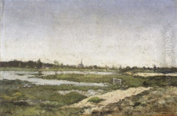 Langs De Oever Oil Painting by Joseph Theodore Coosemans