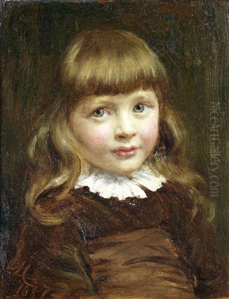 Portrait Of A Young Child Oil Painting by Sir Arthur Stockdale Cope