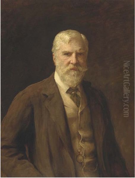 Portrait Of Sir Samuel Hoare, Half-length, In A Brown Coat, Waistcoat And Tie Oil Painting by Sir Arthur Stockdale Cope