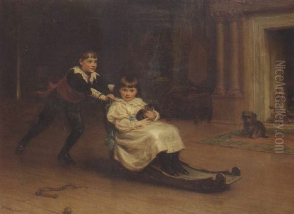 The Twin Children Of Alfred Palmer, Esq Oil Painting by Sir Arthur Stockdale Cope