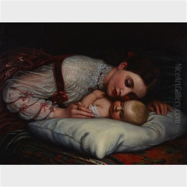 O Hush Thee, My Baby Oil Painting by Charles West Cope