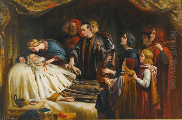 The Awakening Of King Lear By The Kiss Of Cordelia Oil Painting by Charles West Cope