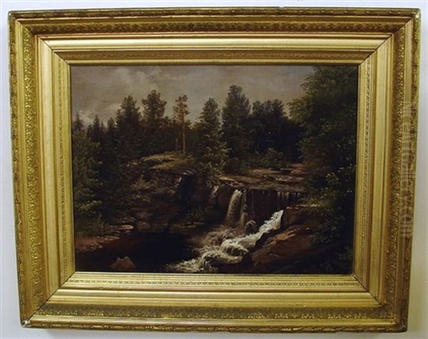 Great Falls Of The Lehigh River Oil Painting by George Cope