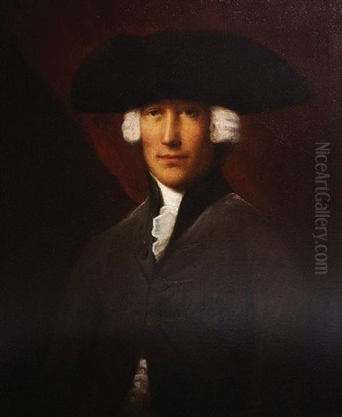 Portrait Of A Gentleman In A Grey Coat Wearing A Tricorn Hat by John Singleton Copley