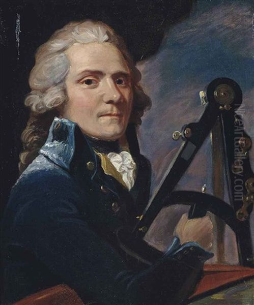 Portrait Of A Gentleman, Traditionally Identified As Lord Spencer Compton (1738-1796), Bust-length, In A Blue Coat, Holding A Sextant Oil Painting by John Singleton Copley