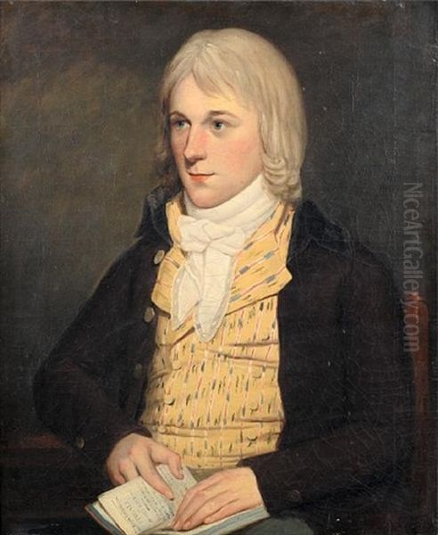 Portrait Of A Young Man In A Brown Coat, Seated Reading A Copy Of Fingal Oil Painting by John Singleton Copley