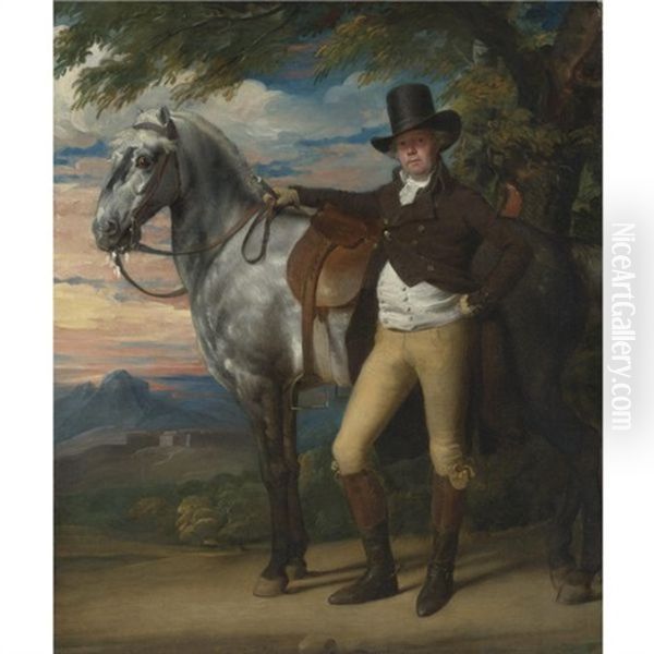 John Wombell Eigre (d. 1795) With A Grey Hunter Oil Painting by John Singleton Copley