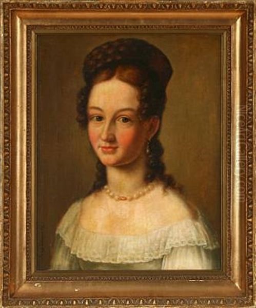 Portrait Of Laura Susanne Storch, Nee Baggesen Oil Painting by Peter Copmann