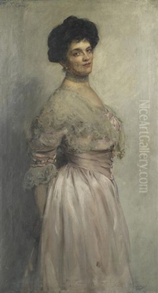 Portrait Of Miss Bonham Carter Oil Painting by Frank Thomas Copnall