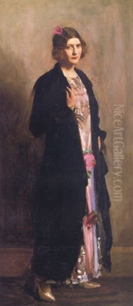 Portrait Of Monica, Daughter Of W.madden, Esq. Oil Painting by Frank Thomas Copnall