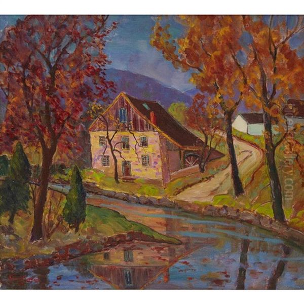 Mill By A Stream Oil Painting by Fern Isabel Coppedge