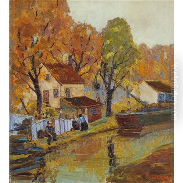 Autumn Along The Canal Oil Painting by Fern Isabel Coppedge