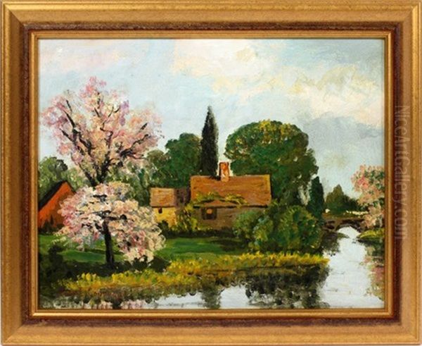 Landscape With Cottage Oil Painting by Fern Isabel Coppedge