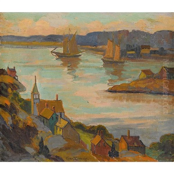 Evening Gloucester Harbor Oil Painting by Fern Isabel Coppedge