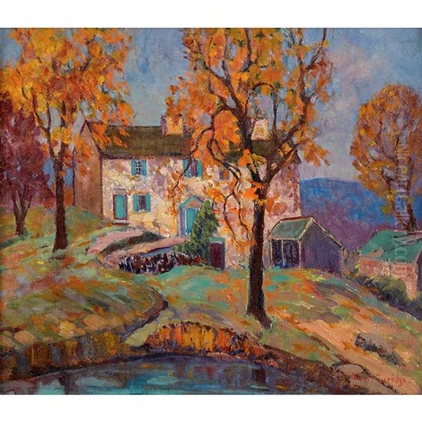 Bucks County Landscape In Autumn Oil Painting by Fern Isabel Coppedge