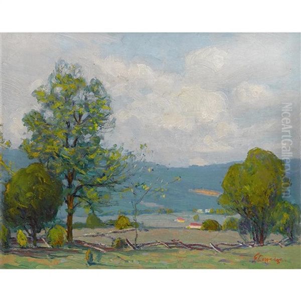 Farms In The Valley Oil Painting by Fern Isabel Coppedge