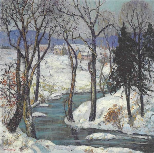 Snow Mantle, Upper Black Eddy Oil Painting by Fern Isabel Coppedge