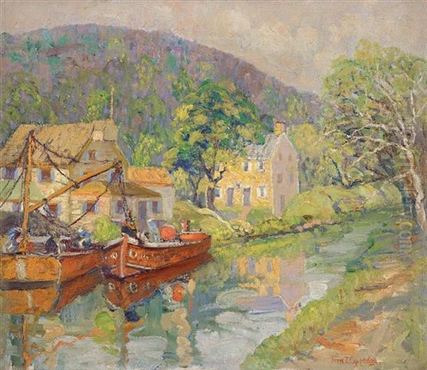 Coaling On The Old Canal Oil Painting by Fern Isabel Coppedge