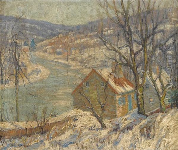 Winter On The River Oil Painting by Fern Isabel Coppedge