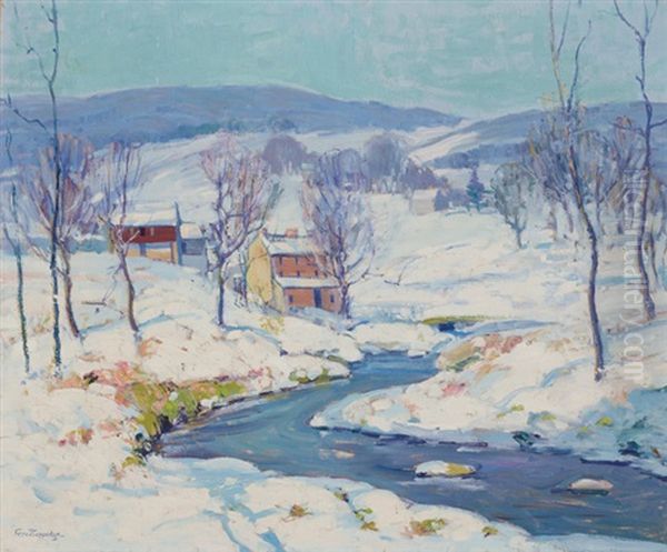 Landscape In Winter Oil Painting by Fern Isabel Coppedge