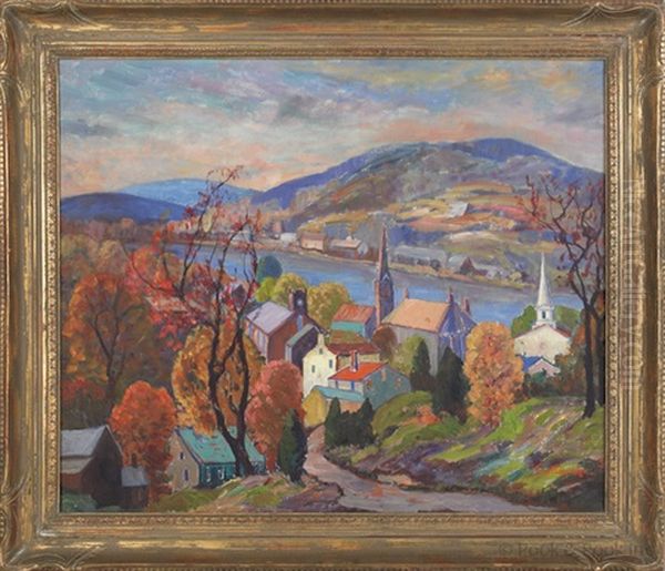 Autumn From Music Circus Hill, Lambertville Oil Painting by Fern Isabel Coppedge