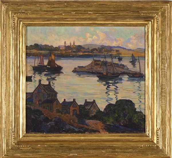 Harbor Scene, Likely Gloucester Oil Painting by Fern Isabel Coppedge