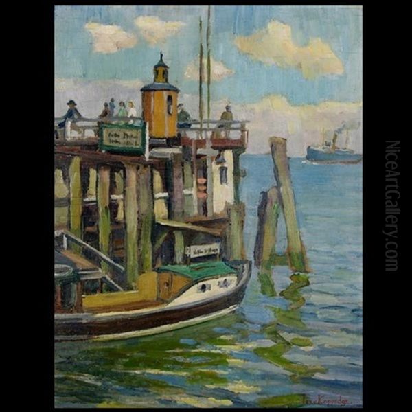 Boats Docked At Pier Oil Painting by Fern Isabel Coppedge