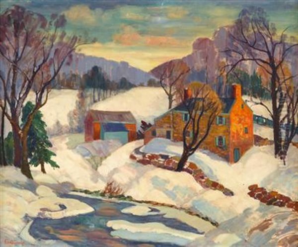 A Winter Landscape Oil Painting by Fern Isabel Coppedge