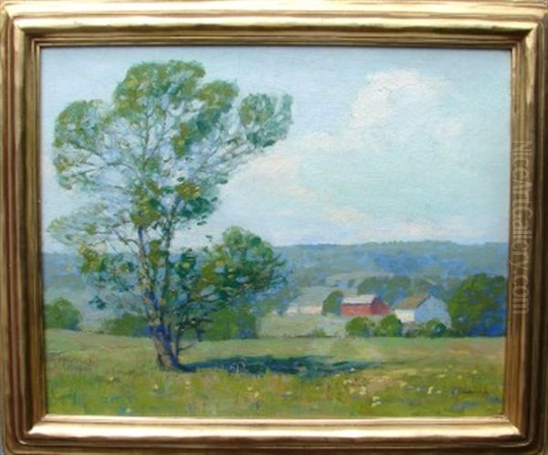 Landscape With Red Barn Oil Painting by Fern Isabel Coppedge