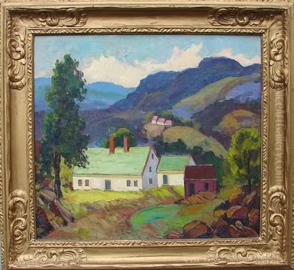 Cottage, Landscape With Mountains Oil Painting by Fern Isabel Coppedge