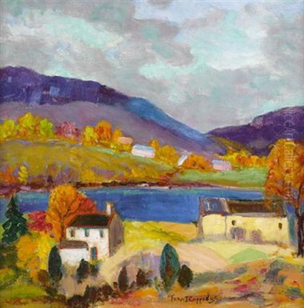 Autumn On The Delaware Oil Painting by Fern Isabel Coppedge