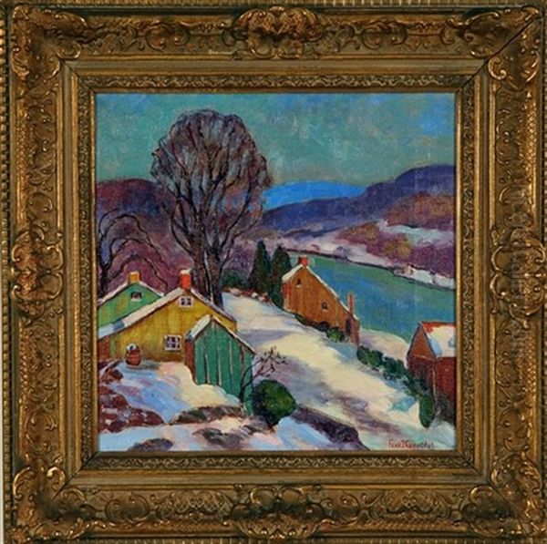 December At Lumberville Oil Painting by Fern Isabel Coppedge