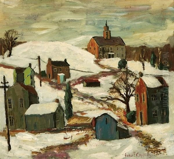 Study For The Evening Local, New Hope, Winter Landscape Of New Hope, Pa Oil Painting by Fern Isabel Coppedge