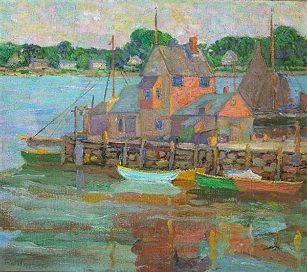 Boats Moored Along The Dock by Fern Isabel Coppedge