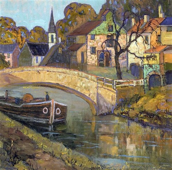 The Canal Bridge, New Hope, Pennsylania Oil Painting by Fern Isabel Coppedge