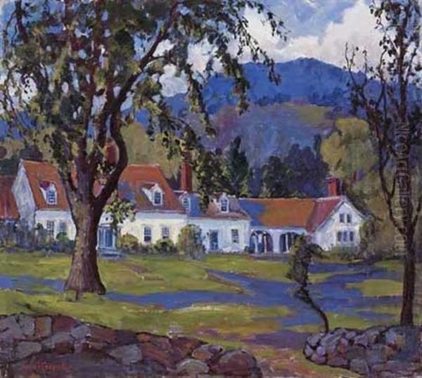 The House With The Red Roof Oil Painting by Fern Isabel Coppedge