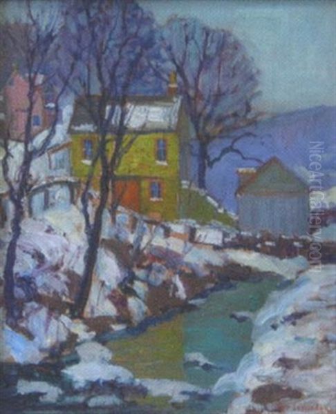 The Paunnacussing Creek At Carversville, Pa Oil Painting by Fern Isabel Coppedge