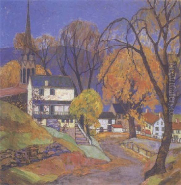 A Town Along The Delaware Oil Painting by Fern Isabel Coppedge