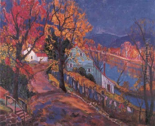 Lumberville, October Oil Painting by Fern Isabel Coppedge