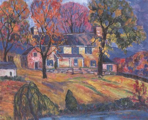 The House With Red Shutters Oil Painting by Fern Isabel Coppedge