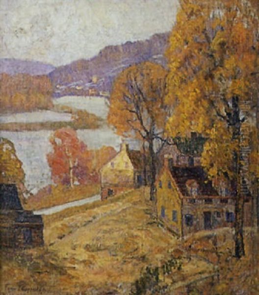 Autumn On The Delaware Oil Painting by Fern Isabel Coppedge