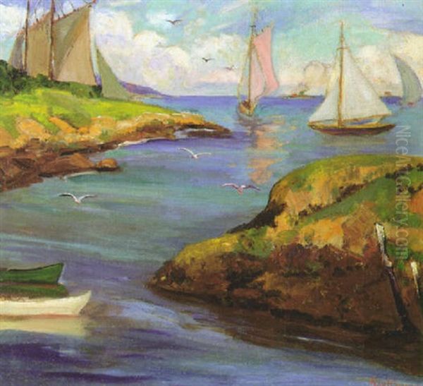 White Sails, Summer Oil Painting by Fern Isabel Coppedge