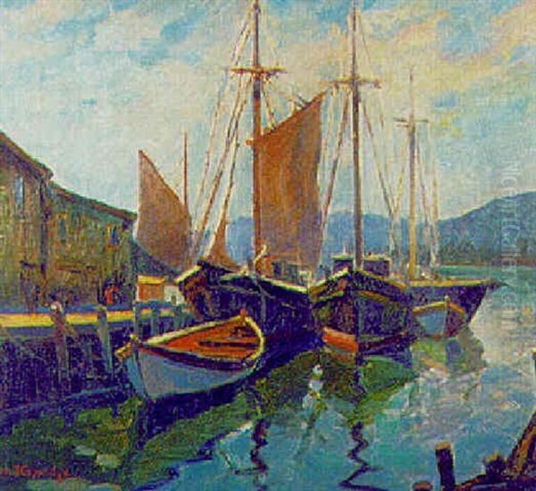 Gloucester Dock Oil Painting by Fern Isabel Coppedge