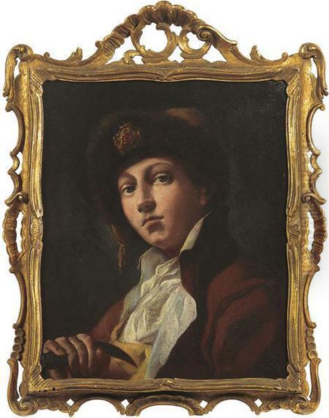 Ritratto Di Un Giovane Con Berrettone Di Pelo Oil Painting by Giuseppe Angeli