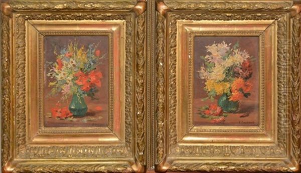 Bouquets De Fleurs Oil Painting by Edmond Van Coppenolle