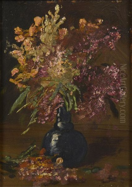 Bouquets De Fleurs Sauvages (2 Works) Oil Painting by Edmond Van Coppenolle