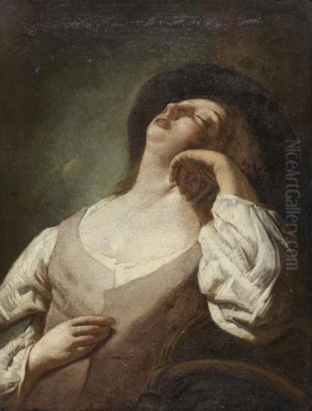 Jeune Fille Dormant A L'ombre Oil Painting by Giuseppe Angeli