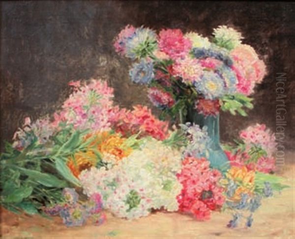 Fleurs Oil Painting by Edmond Van Coppenolle