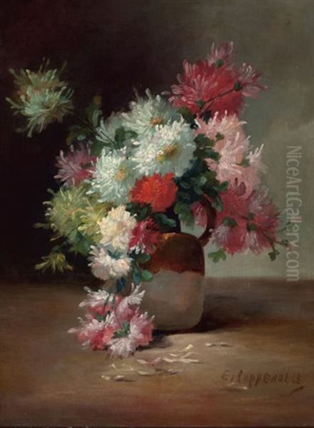 Bouquet Of Dahlia Oil Painting by Edmond Van Coppenolle