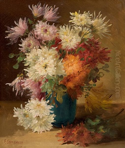 Still Life With Flowers Oil Painting by Edmond Van Coppenolle